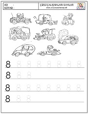 okul öncesi 1 sayısı çizgi çalışması
